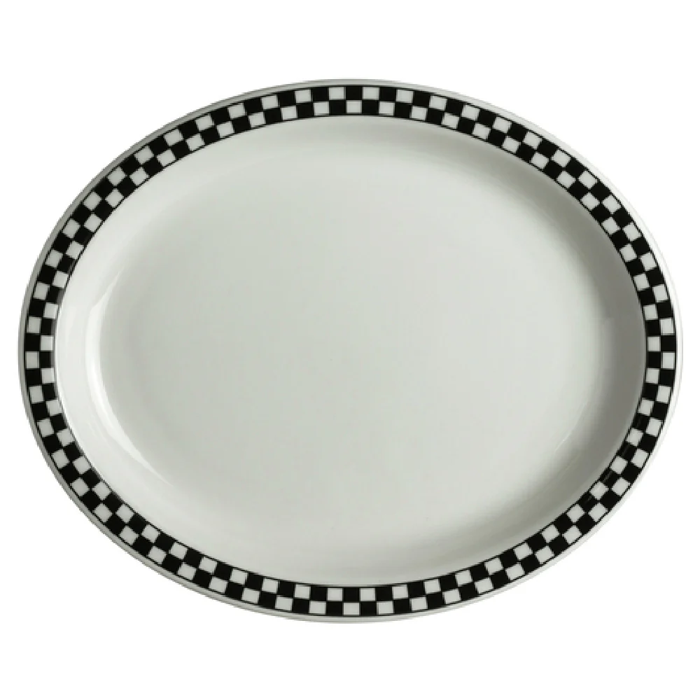 Steelite HL2621636 12-3/8 Inch Platter Oval with Narrow Rim Black Checkers Steelite HL2621636 12-3/8 Inch Platter Oval with Narrow Rim Black Checkers