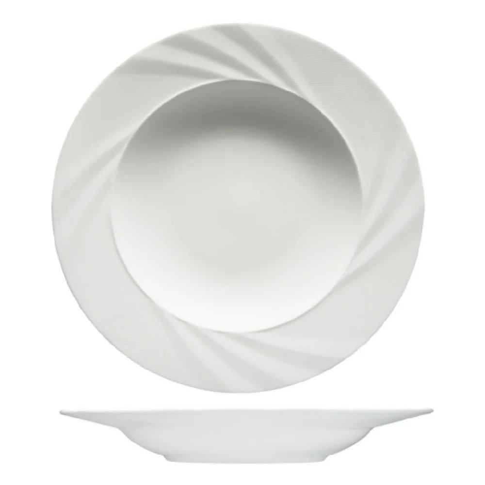 Fortessa HBW-AIRES-265 9 Inch 10.5 Oz Bone China Soup Plate with Flat Edge Fortessa HBW-AIRES-265 9 Inch 10.5 Oz Bone China Soup Plate with Flat Edge