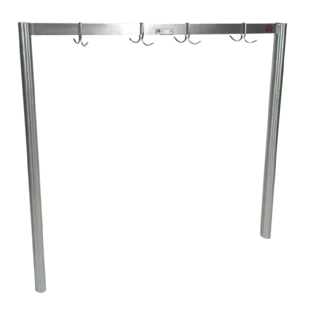 John Boos PRS2 55-1/4 Inch Pot Rack Single Bar Table Mount Stainless Steel with Hooks