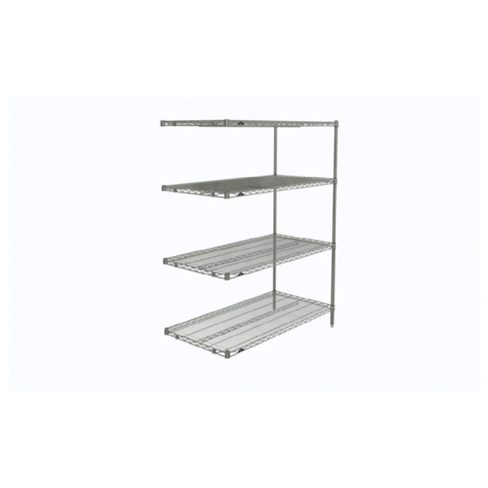Metro AN556C 48 Inch Shelving Unit Add-On with Four Wire Shelves Chrome Finish