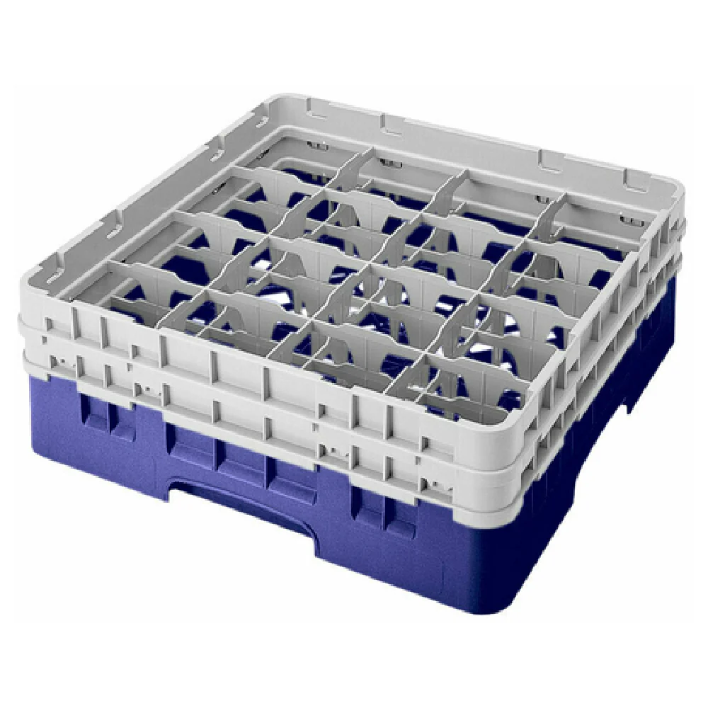 Cambro 16S434186 19-3/4 Inch Dishwasher Rack Glass Compartment with 2 Extenders Navy Blue