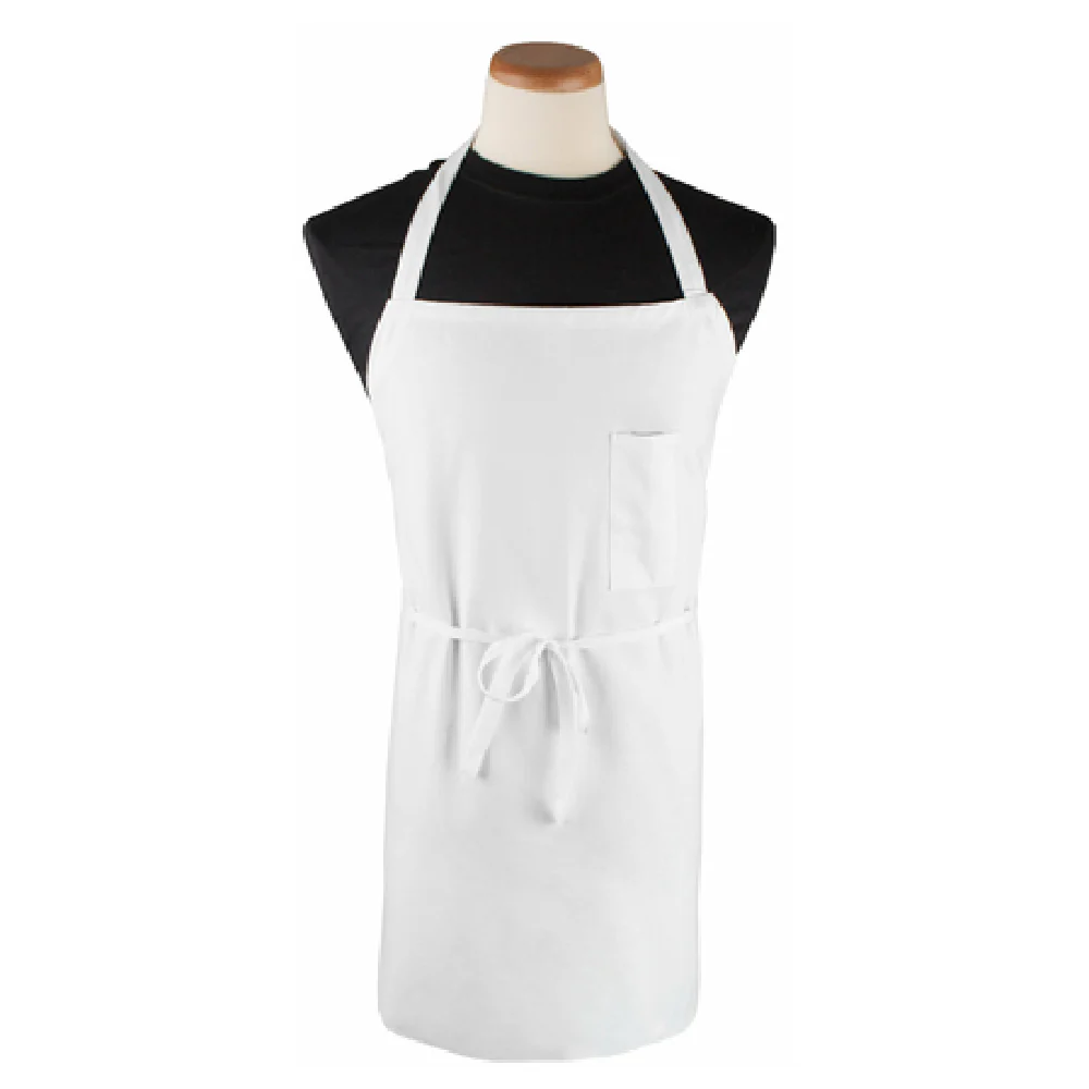 John Ritzenthaler Company BIAWH 32 Inch Bib Apron Cotton Poly White with Pen Pocket