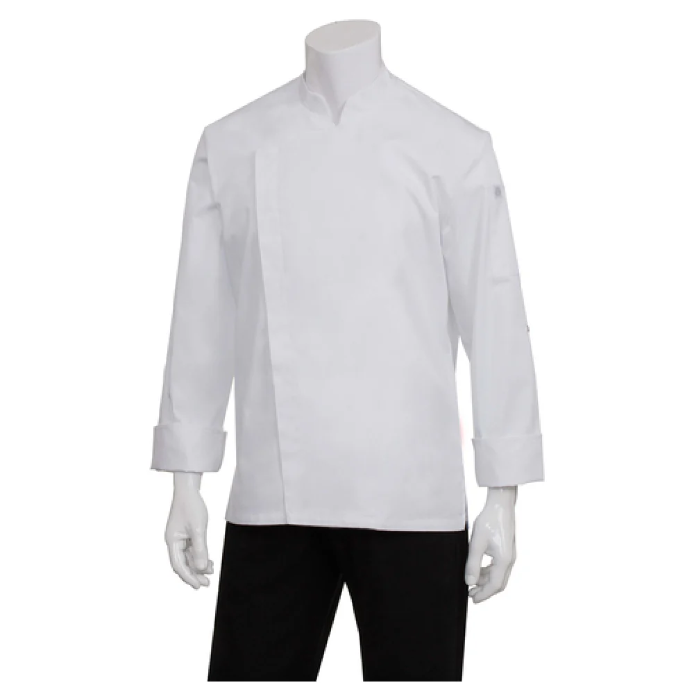 Chef Works BCMC010-WHT-XS XSmall Men's Chef Coat Roll-up Long Sleeves White Cotton