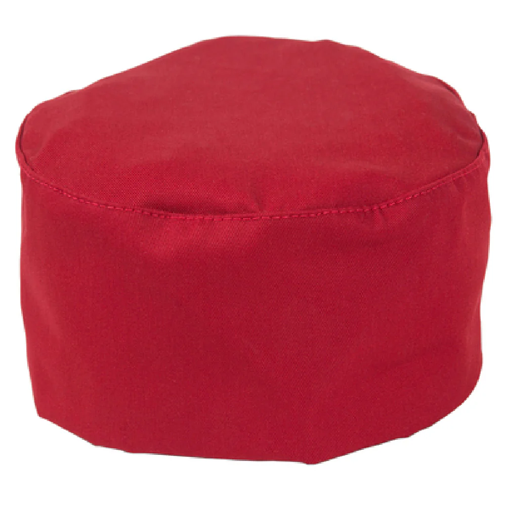 Mercer Culinary M60075RD Skull Cap Adjustable Velcro Closure Red Poly/cotton