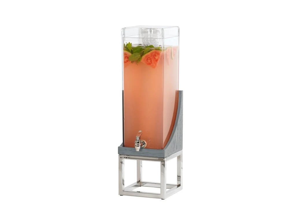 Cal Mil 3804-3-83 8 Inch Acrylic Ice Chamber Beverage Dispenser Gray Wash Oak