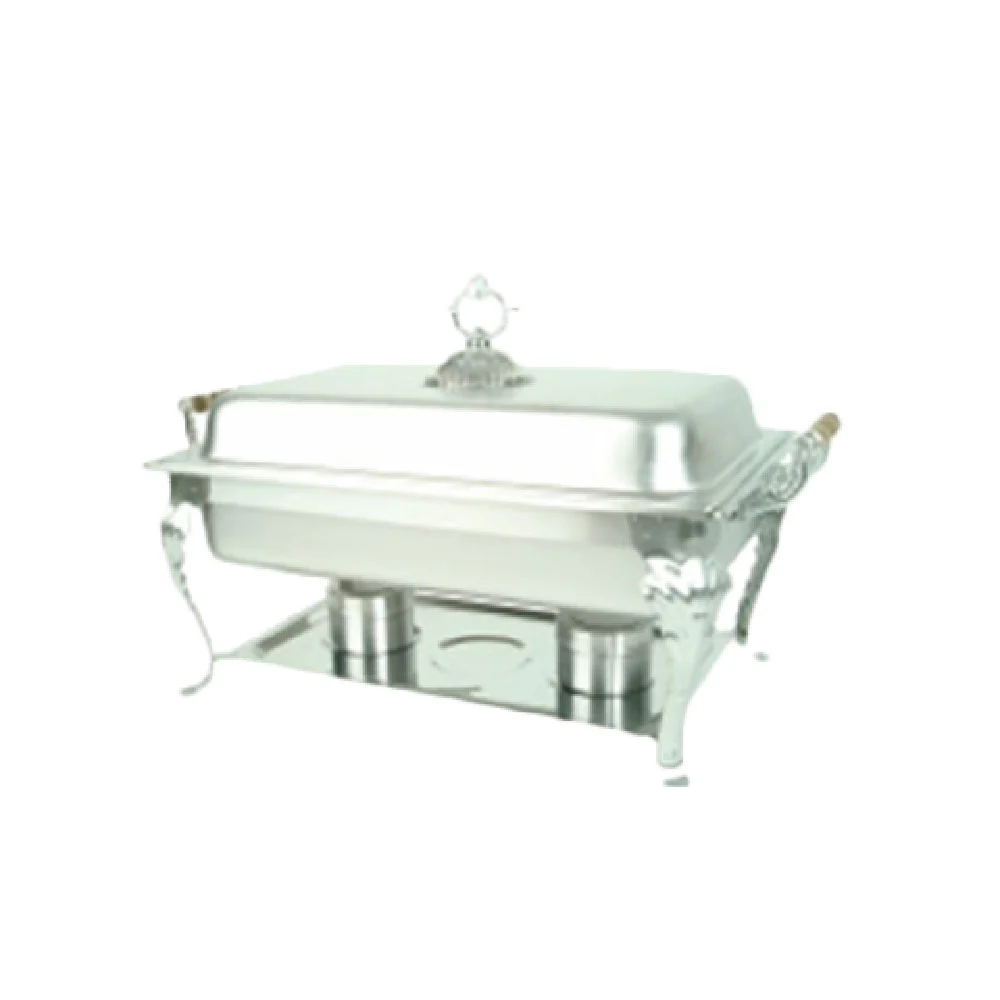 Thunder Group SLRCF8532 8 Quart Deluxe Chafing Dish with Lift-off Lid and Wood Handles Stainless Steel Thunder Group SLRCF8532 8 Quart Deluxe Chafing Dish with Lift-off Lid and Wood Handles Stainless Steel