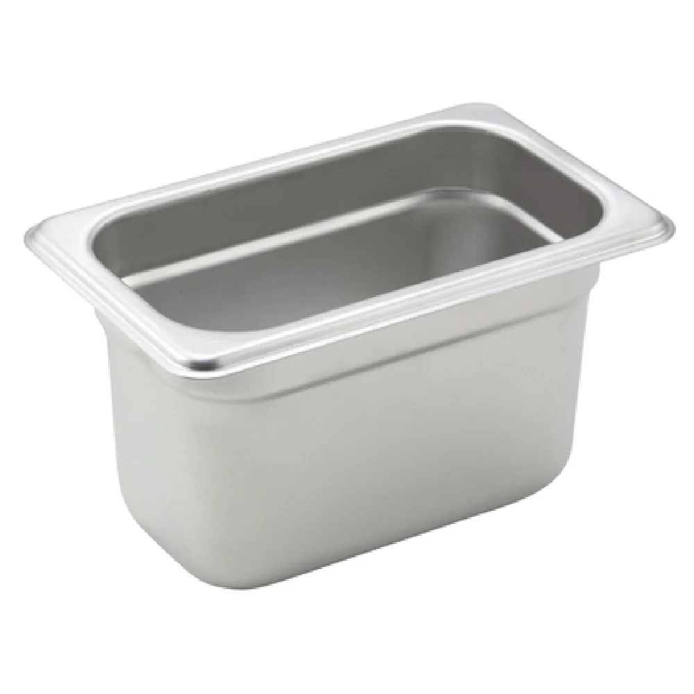 Winco SPJM-904 6-3/4 Inch Steam Table Pan 1/9 Size 24 Gauge Stainless Steel with Anti-Jamming