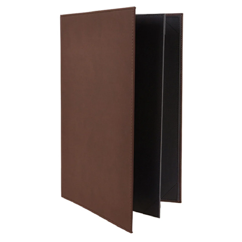 Winco LMF-814BN Legal Size Four View Menu Cover Leather-like Brown