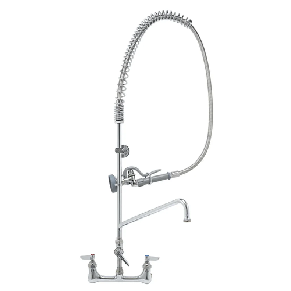 T&S Brass B-0133-18-CRBEK 8 Inch Adjustable Pre-Rinse Faucet Wall Mount with Hose