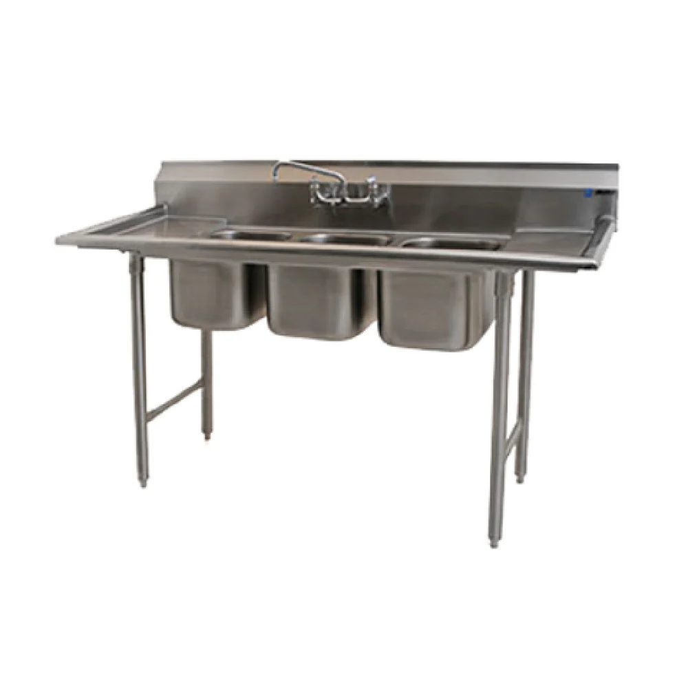 Eagle 312-14-3-12-X 72 Inch Convenience Store Sink with Three Bowl 304 Stainless Steel