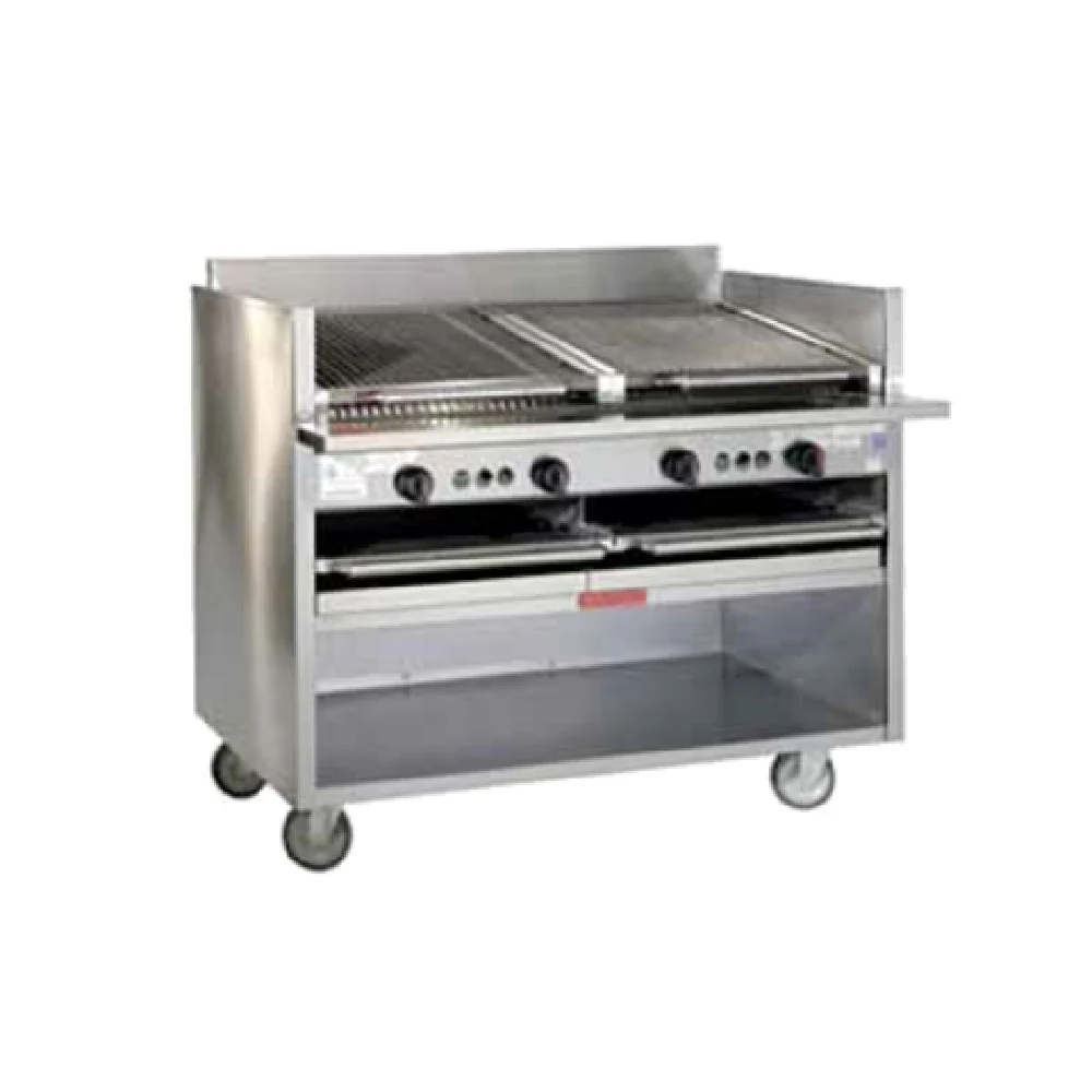 Magikitch'n FM-SMB-636_LP 36 Inch Gas Charbroiler Floor Model with Ceramic Briquettes