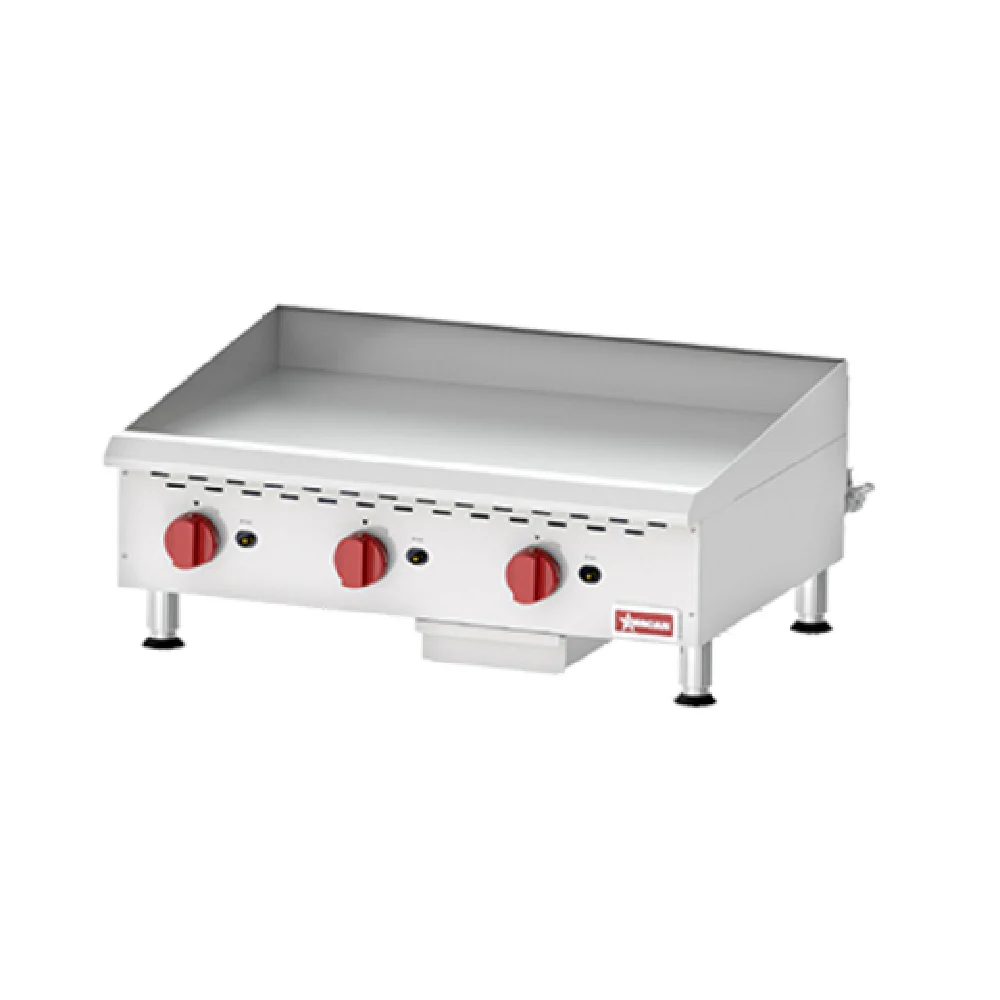 Omcan 43731 36 Inch Gas Griddle Stainless Steel Manual Control 3 Burners 90000 BTU