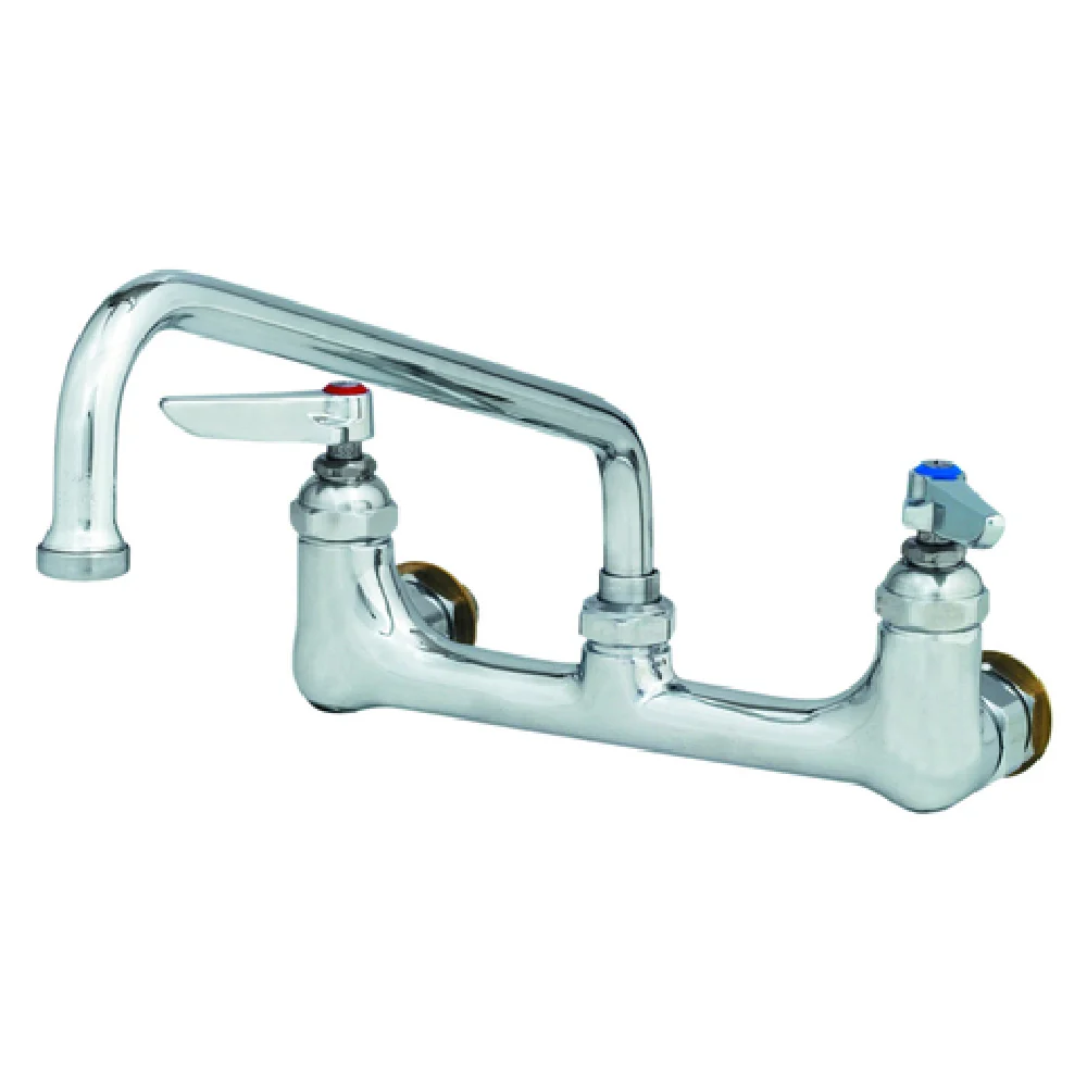 T&S Brass B-0231-CC-CR 12 Inch Sink Mixing Faucet Wall Mount with Lever Handles