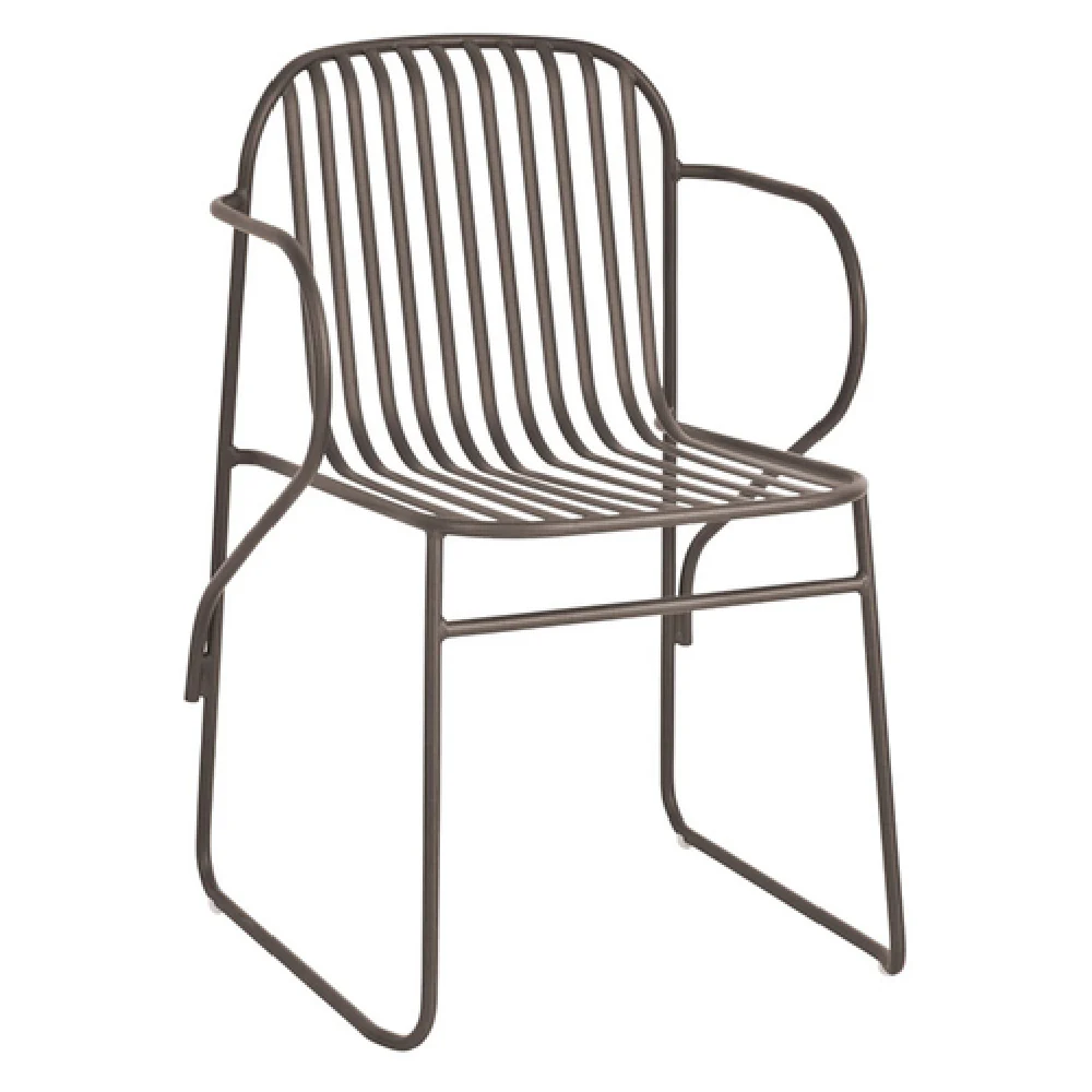 emuamericas, llc 435 20 Inch Armchair Stacking Outdoor Metal Wrought Iron Finish