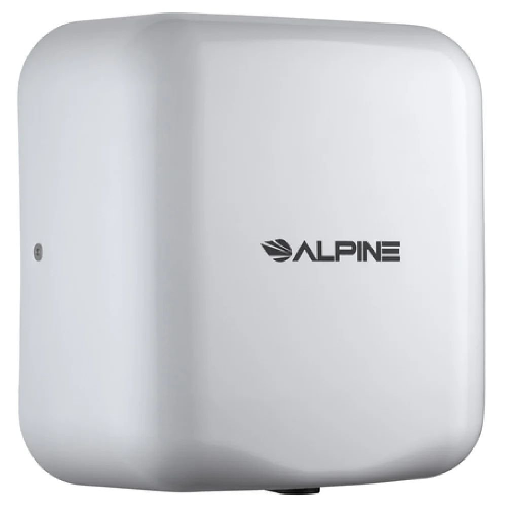 Alpine Industries ALP400-20-WHI 12 Inch Surface Mount Automatic Hand Dryer Stainless Steel White Finish with Blue Light Indicator
