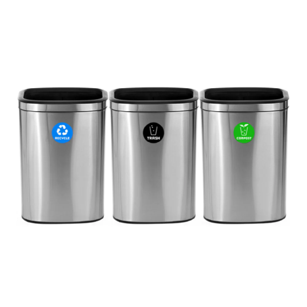 Alpine Industries ALP470-40L-R-T-CO 17 Inch Recycle Trash Compost Station Stainless Steel Alpine Industries ALP470-40L-R-T-CO 17 Inch Recycle Trash Compost Station Stainless Steel