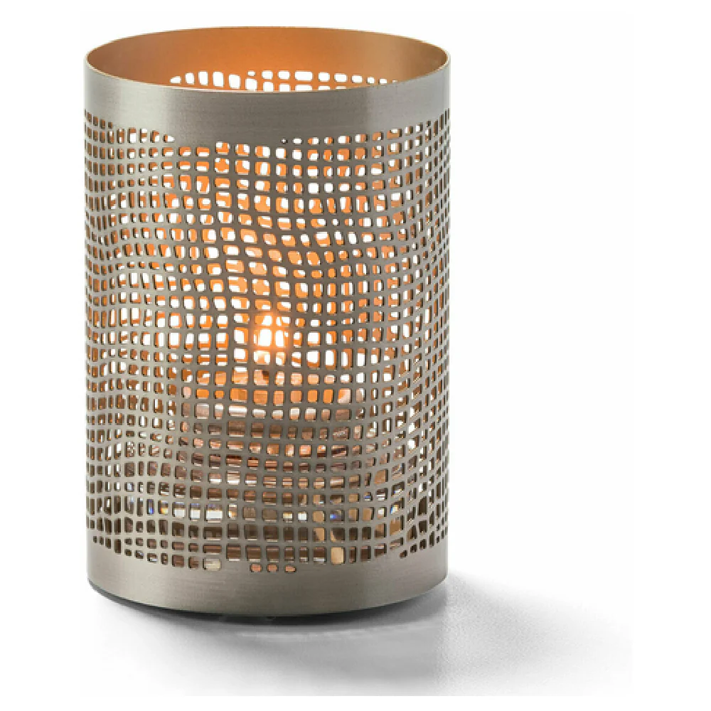 Hollowick 6405 2-3/8 Dia Candle Lamp Perforated Metal Pewter and Gold Finish