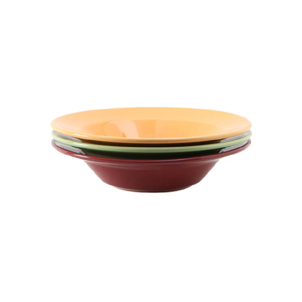 Tuxton DYD-105 24 Oz Round Pasta Bowl Ceramic Lead-Free Butterscotch Cranberry Pistachio