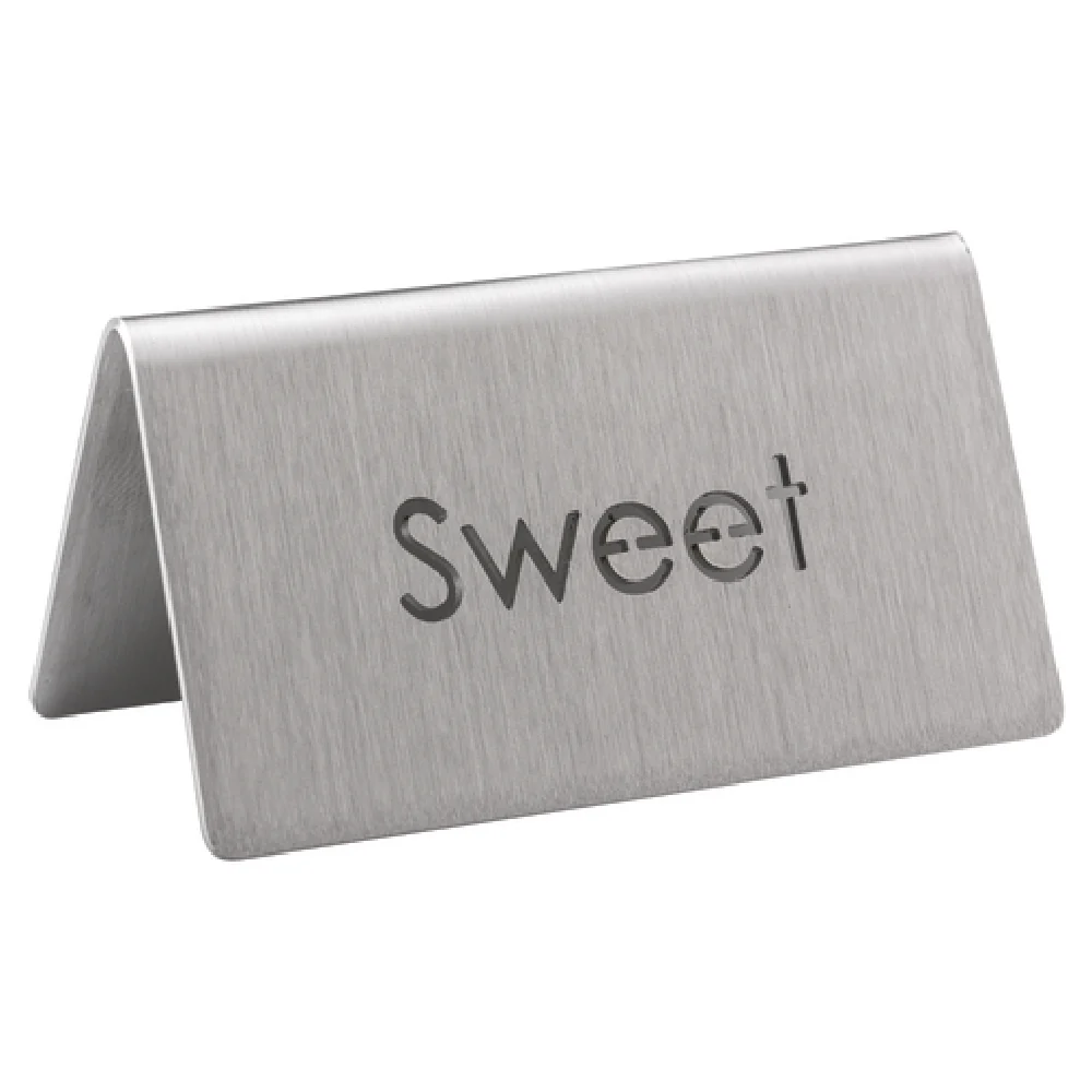 Service Ideas 1C-BF-SWEET-MOD 3 Inch Beverage Identification Tent Sweet Metal Brushed Finish Service Ideas 1C-BF-SWEET-MOD 3 Inch Beverage Identification Tent Sweet Metal Brushed Finish