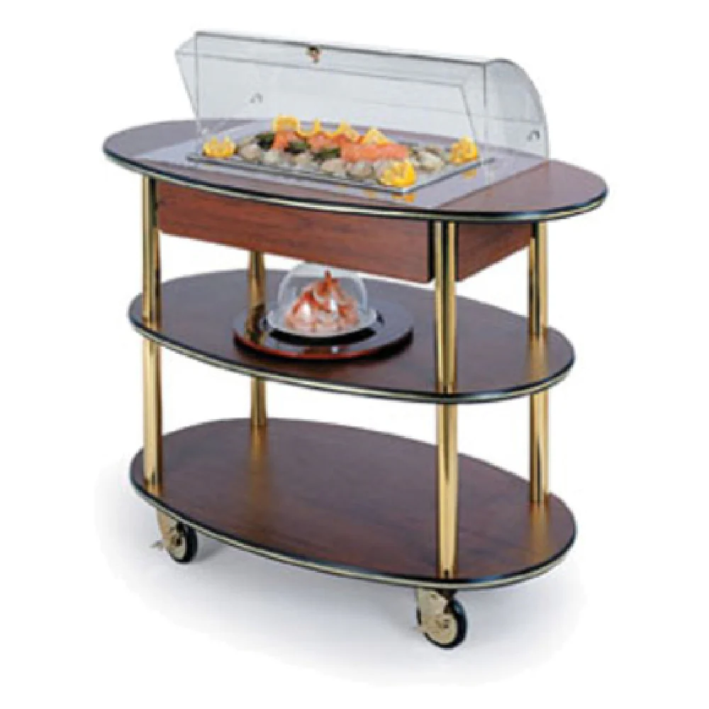 Lakeside 36306_Beige Suede 44 Inch Dome Display Seafood Cart with 3 Shelves