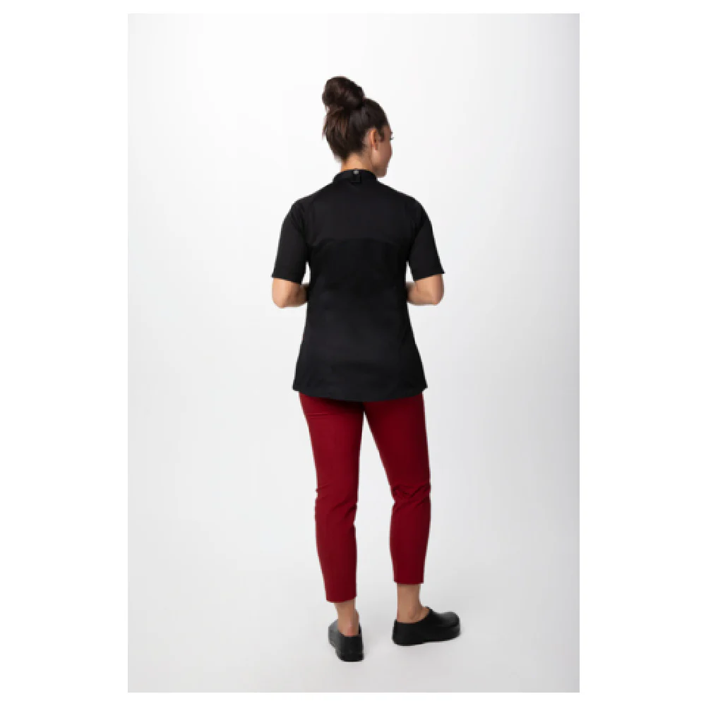 Chef Works CBZ04W-BLK-M 37 Inch Women's Arcadia Chef Coat with Zipper and Mesh Chef Works CBZ04W-BLK-M 37 Inch Women's Arcadia Chef Coat with Zipper and Mesh