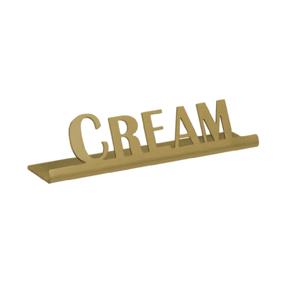 Service Ideas 1C-ST-CREAM-SIGN-VG 4 Inch Table Sign Cream Laser-cut Stainless Steel Service Ideas 1C-ST-CREAM-SIGN-VG 4 Inch Table Sign Cream Laser-cut Stainless Steel