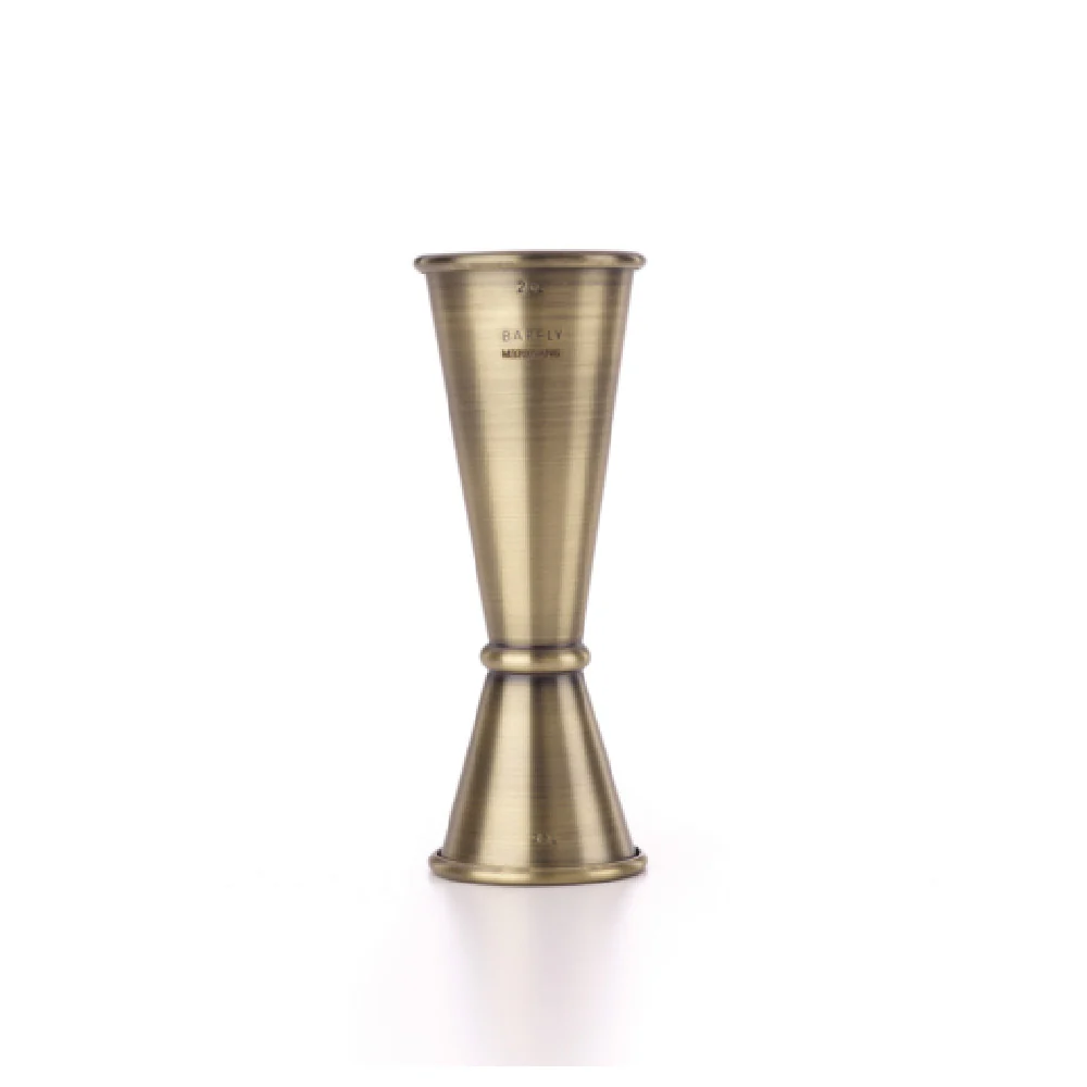 Mercer Culinary M37005ANG Jigger 1 to 2 Oz with Internal Marking Lines Antique Gold-Plated Stainless Steel