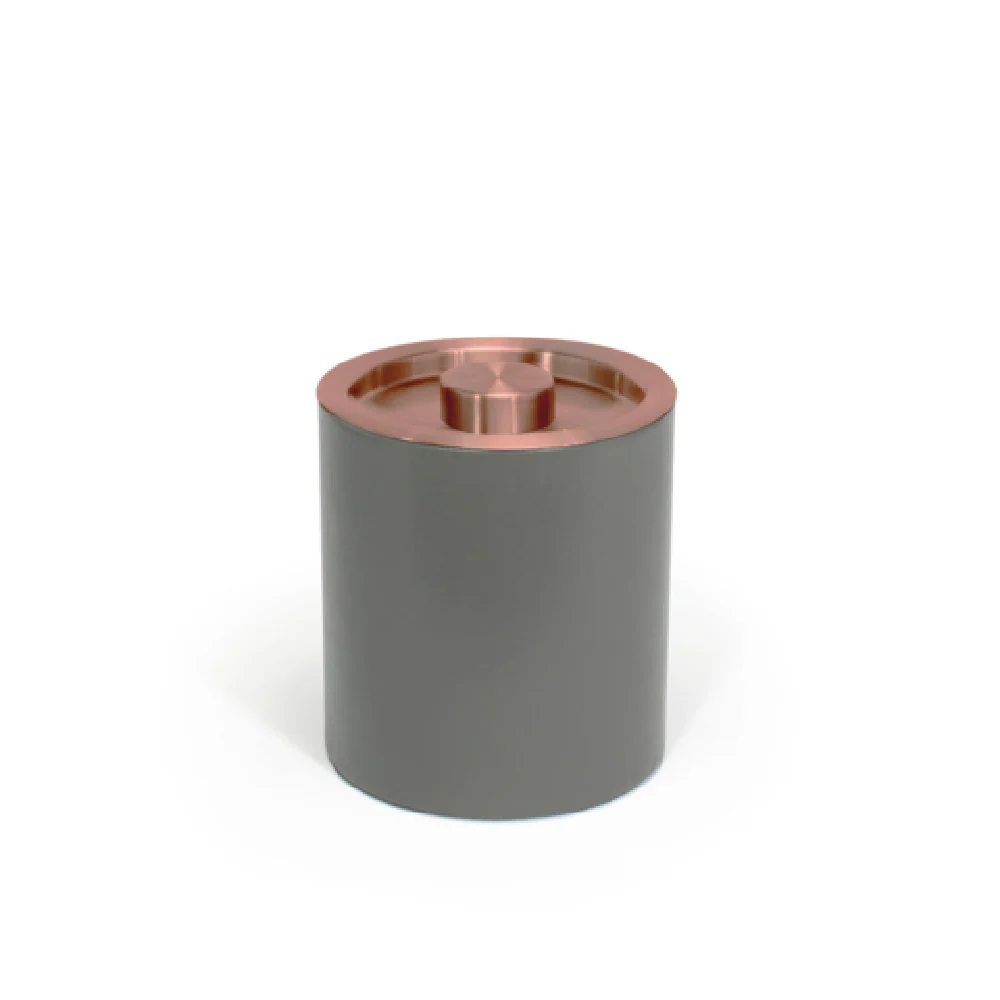 FOH RIB076GYL21 2qt Round London Ice Bucket Smoke With Rose Gold Lid Includes One RIB014GYL21-BTM 2qt Round London Ice Bucket Base Smoke FOH RIB076GYL21 2qt Round London Ice Bucket Smoke With Rose Gold Lid Includes One RIB014GYL21-BTM 2qt Round London Ice Bucket Base Smoke