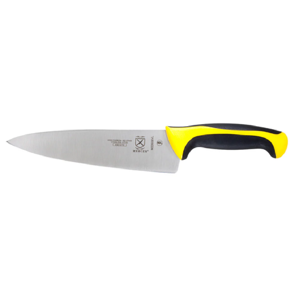 Mercer Culinary M22608YL 8 Inch Chef Knife Stamped with Yellow Handle High Carbon Steel
