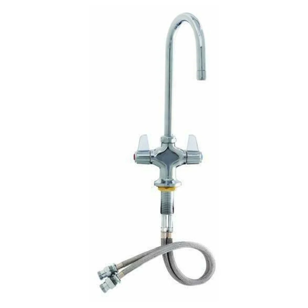 T&S Brass 5F-2SLX05A Faucet Deck Mount Gooseneck Swivel with Flexible Hoses T&S Brass 5F-2SLX05A Faucet Deck Mount Gooseneck Swivel with Flexible Hoses