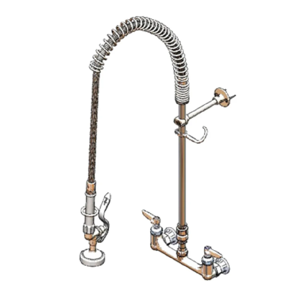 T&S Brass B-0133-V-B-68H 8 Inch Wall Mount Pre-Rinse Faucet Assembly with 68 Inch Hose