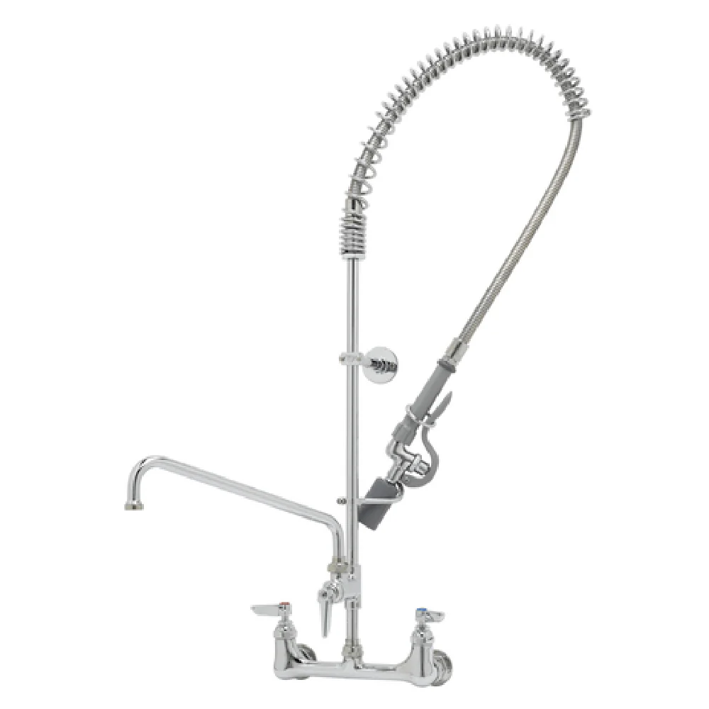 T&S Brass B-0133-ADF12-BC 8 Inch Pre-Rinse Faucet Assembly with Add On Faucet