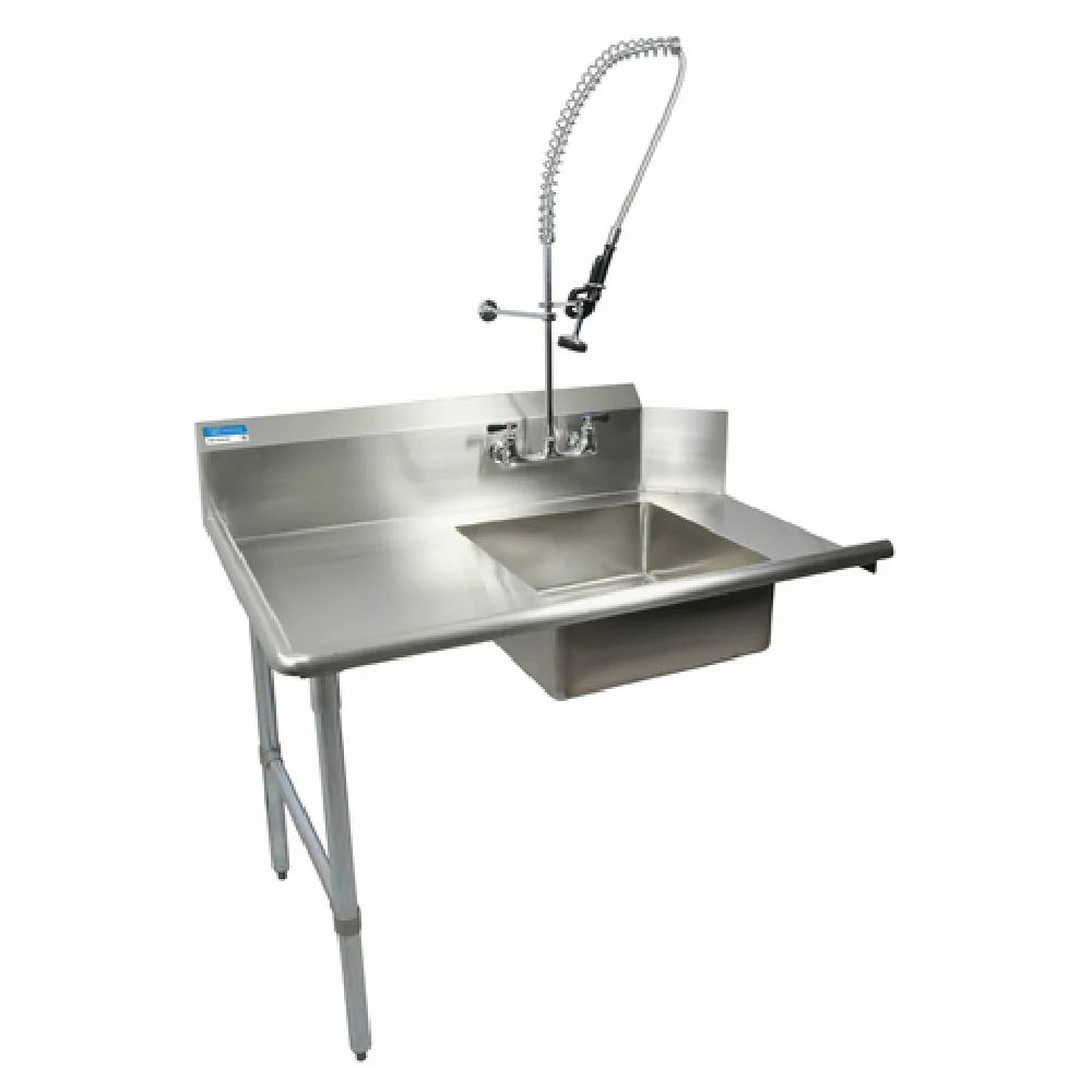 BK Resources BKSDT-60-L-P-G 60 Inch Soiled Dishtable Straight Design Stainless Steel with Pre-Rinse Sink