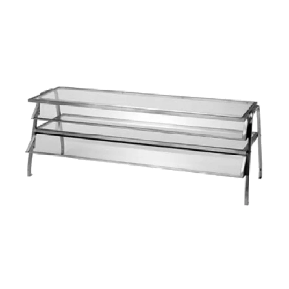 Duke 983 44-1/8 Inch Double Deck Sneeze Guard Display Shelves Stainless Steel with Breath Guard