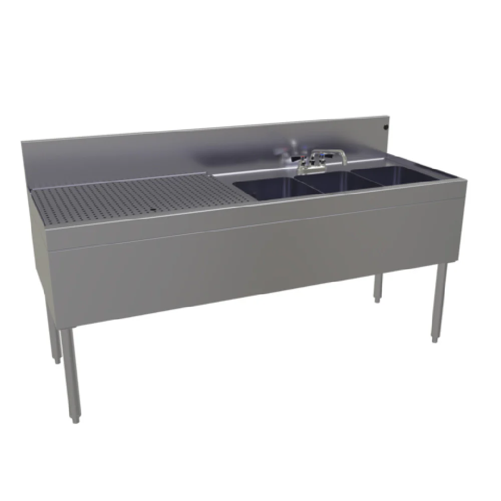 Glastender TSB-66R-S 66 Inch Underbar Sink Unit with Drainboard Stainless Steel Glastender TSB-66R-S 66 Inch Underbar Sink Unit with Drainboard Stainless Steel