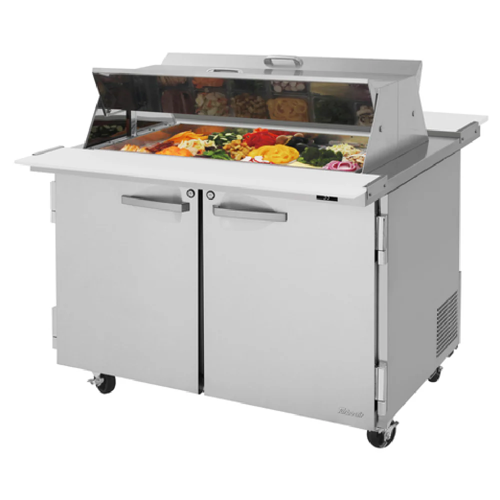 Turbo Air PST-48-18-N-DS 48 Inch Mega Top Sandwich Salad Prep Table with Dual Lid Turbo Air PST-48-18-N-DS 48 Inch Mega Top Sandwich Salad Prep Table with Dual Lid