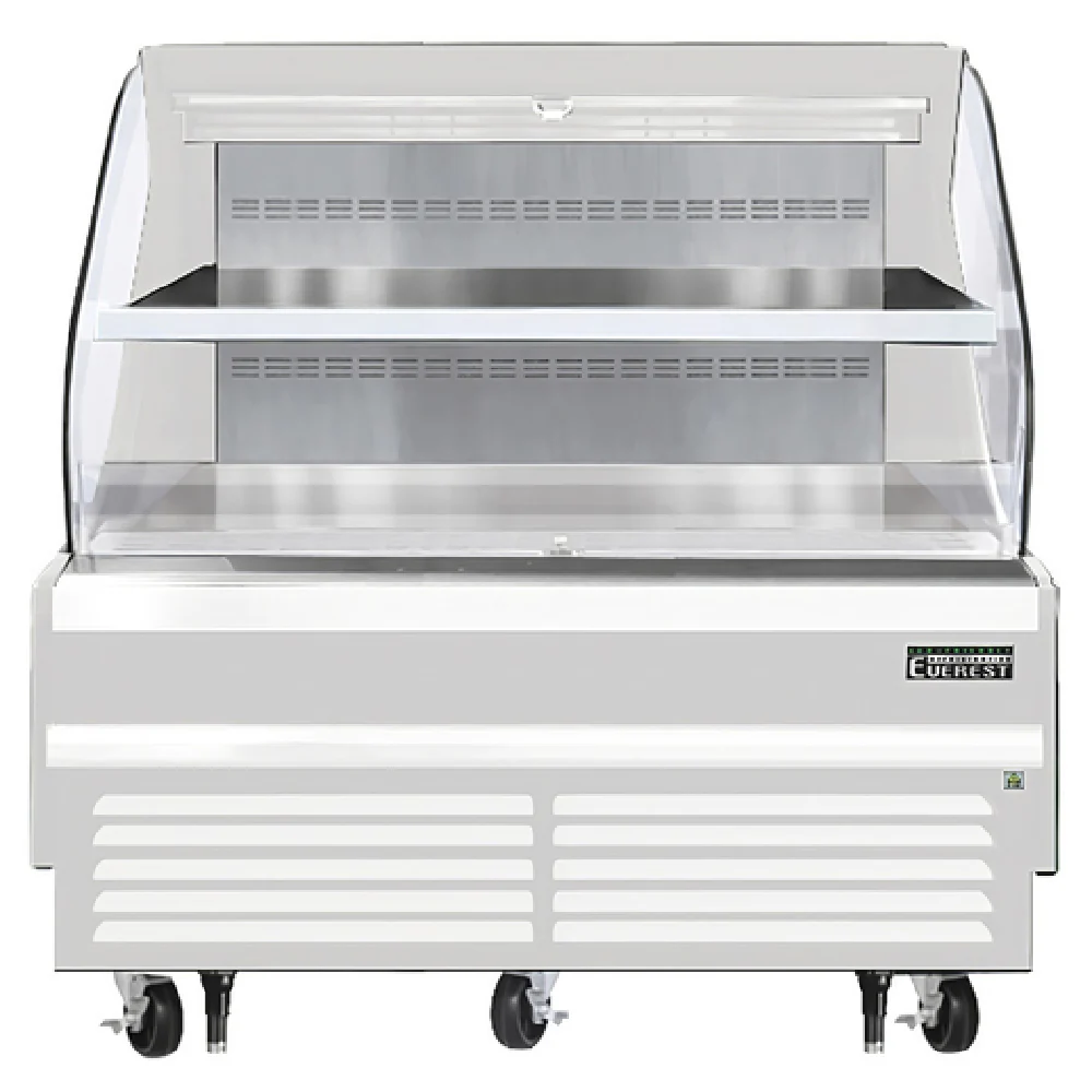 Everest Refrigeration EOMH-60-W-35-T 60 Inch Open Refrigerated Display Merchandiser 12.3 cu ft Stainless Steel Interior White with LED Lighting Everest Refrigeration EOMH-60-W-35-T 60 Inch Open Refrigerated Display Merchandiser 12.3 cu ft Stainless Steel Interior White with LED Lighting