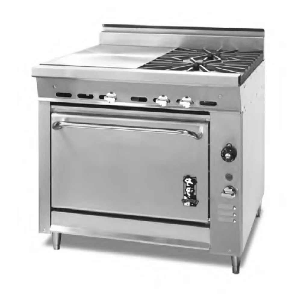 Montague Company 36-11E 36 Inch Gas Range with 18 Inch Hot Top and 30,000 BTU Burners Montague Company 36-11E 36 Inch Gas Range with 18 Inch Hot Top and 30,000 BTU Burners
