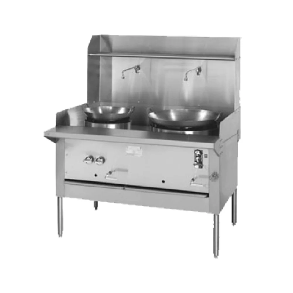 Montague Company CRM-6 Gas Wok Range Six Bowls with Water Line