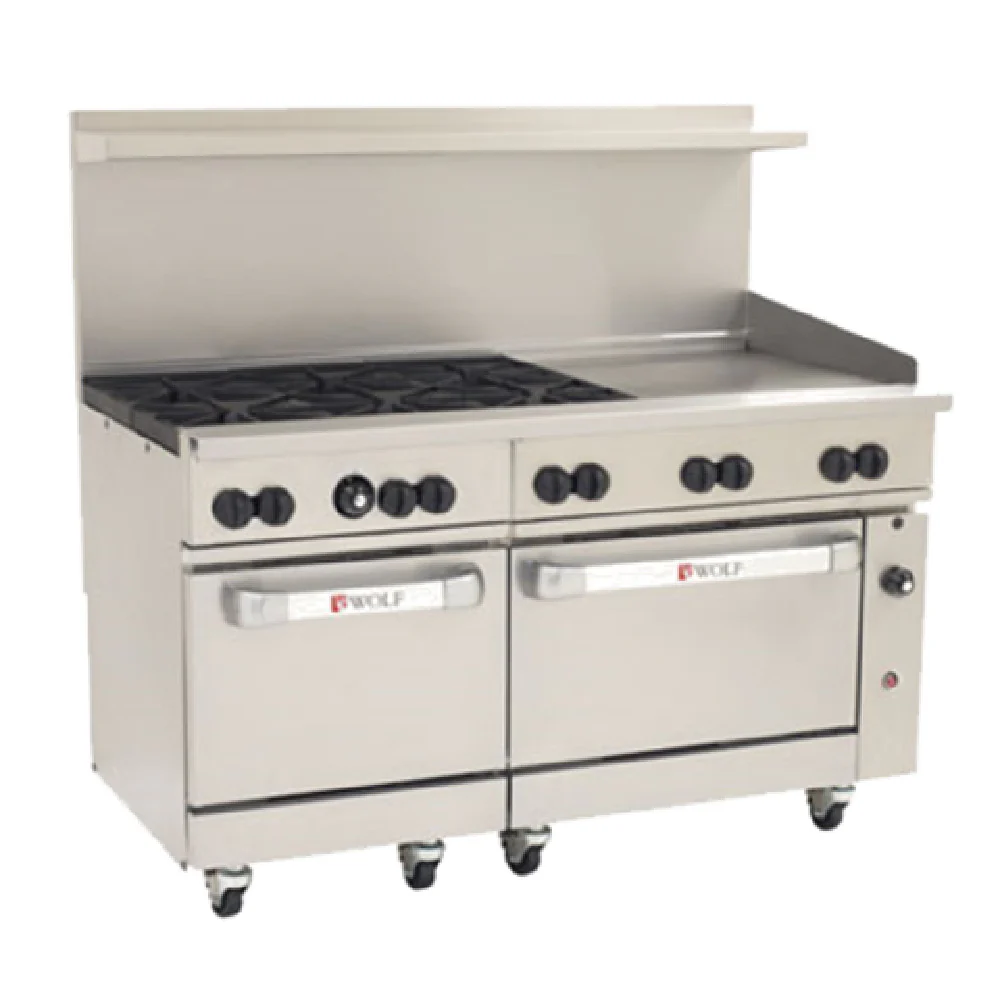 Wolf C60SS-6B24GT_NAT 60 Inch Gas Challenger XL Restaurant Range with 6 Burners 278000 BTU Wolf C60SS-6B24GT_NAT 60 Inch Gas Challenger XL Restaurant Range with 6 Burners 278000 BTU