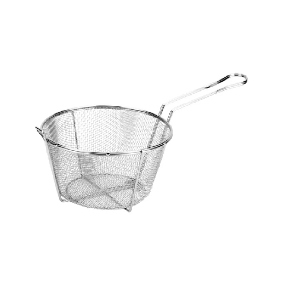 CAC China FBR8-009 9-1/2 Inch Round Fry Basket Nickel-Plated Wire Mesh