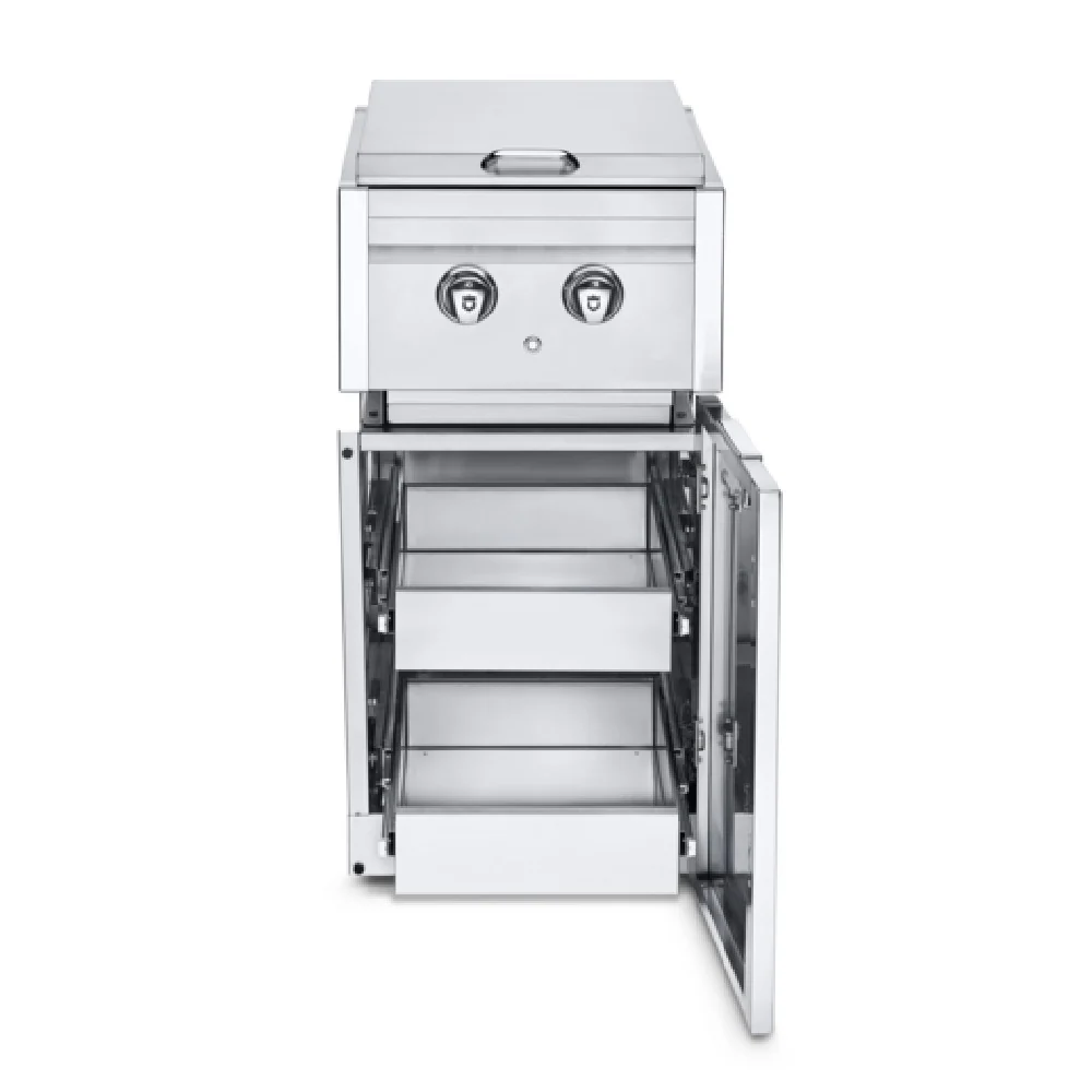 Crown Verity ICM-SBNG-2D 18 Inch Gas Cabinet Base with Dual Side Burner and Two Drawers Crown Verity ICM-SBNG-2D 18 Inch Gas Cabinet Base with Dual Side Burner and Two Drawers