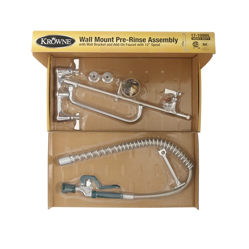 Optional Krowne Stainless Steel Pre-rinse Faucet Assembly Wall Mount and Add-on Faucet 17-109WL Optional Krowne Stainless Steel Pre-rinse Faucet Assembly Wall Mount and Add-on Faucet 17-109WL