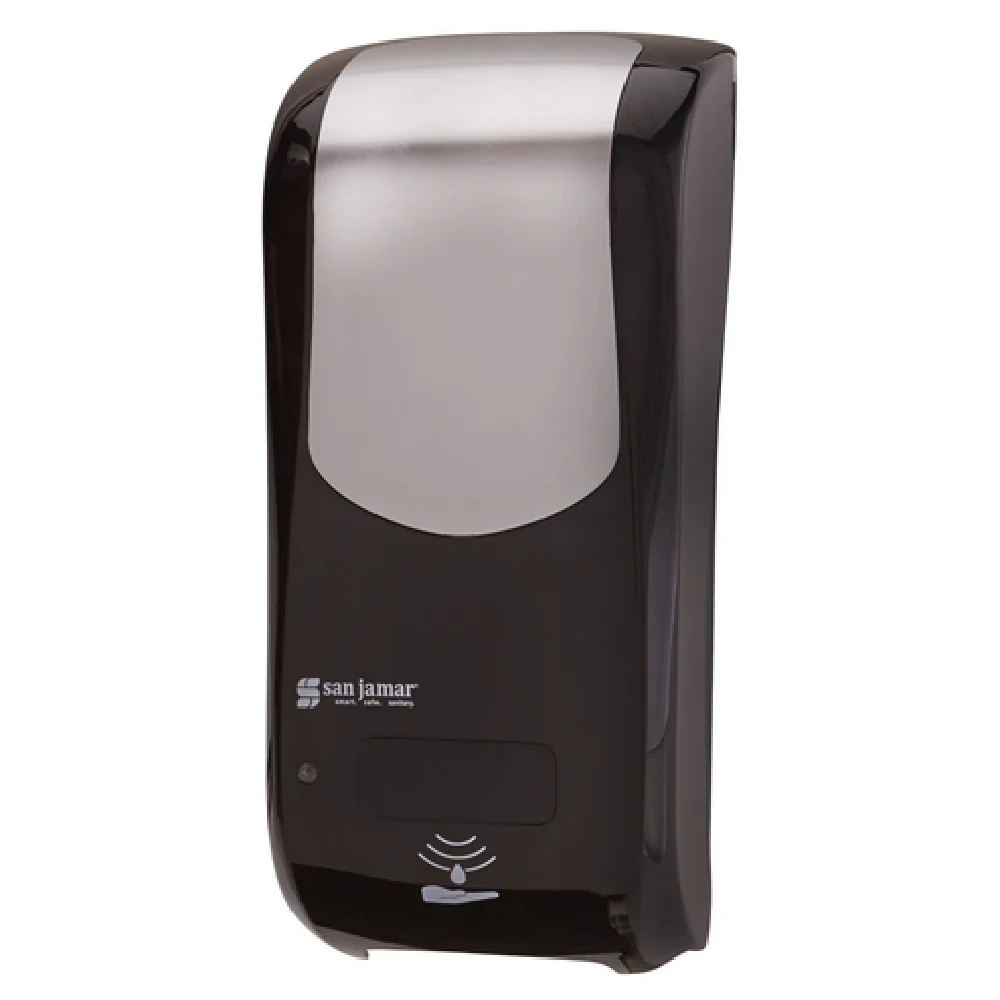 Carlisle SHF970BKSS 5-1/2 Inch Wall Mount Hybrid Soap Dispenser Plastic Black Stainless Carlisle SHF970BKSS 5-1/2 Inch Wall Mount Hybrid Soap Dispenser Plastic Black Stainless