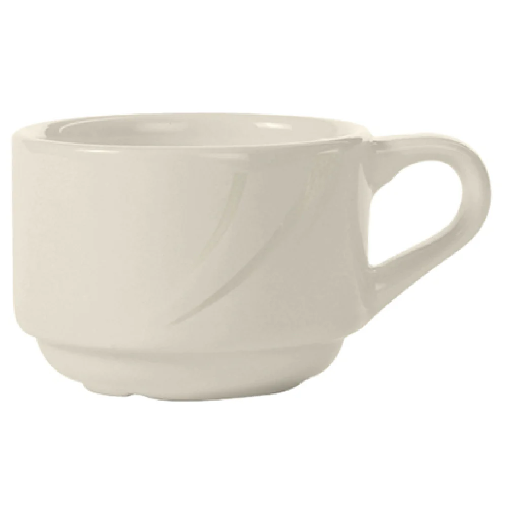 Tuxton ASU-081 3 Oz Cup with Stacking Design and Ceramic Construction Pearl White