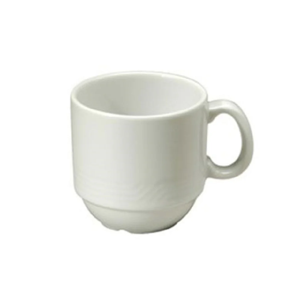 1880 Hospitality R4010000530 7 Oz Embossed Cup with Handle Porcelain Bright White
