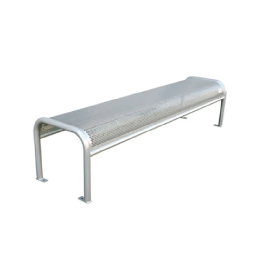 emuamericas, llc U340B-30 81 Inch Outdoor Bench Backless Perforated Steel Silver emuamericas, llc U340B-30 81 Inch Outdoor Bench Backless Perforated Steel Silver