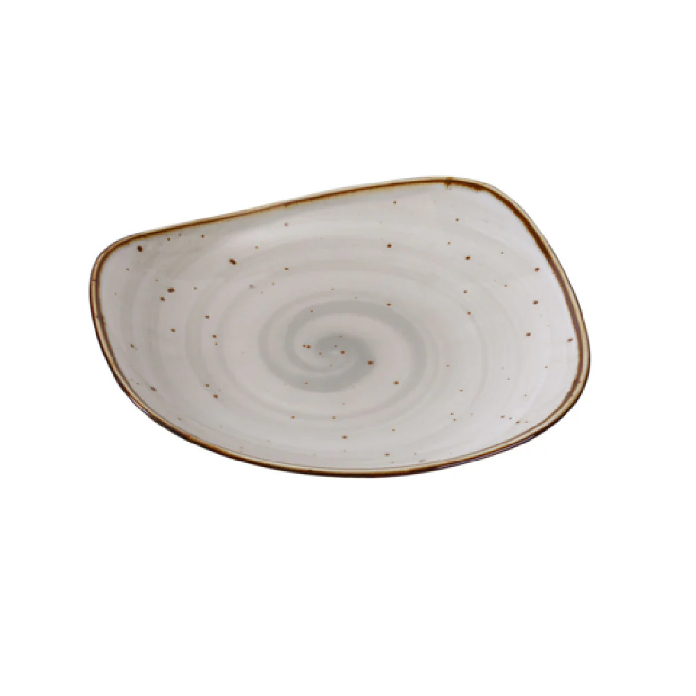 Yanco LY-109 8-3/4 Inch Lyon Plate Freeform Porcelain Glazed Brown Speckled Yanco LY-109 8-3/4 Inch Lyon Plate Freeform Porcelain Glazed Brown Speckled