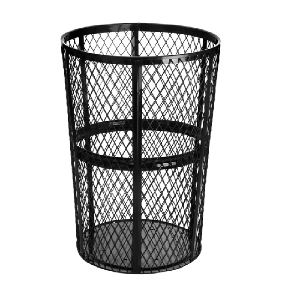 Alpine Industries ALP473-48-BLK 23 Inch Outdoor Trash Container Steel Black Powder Coat