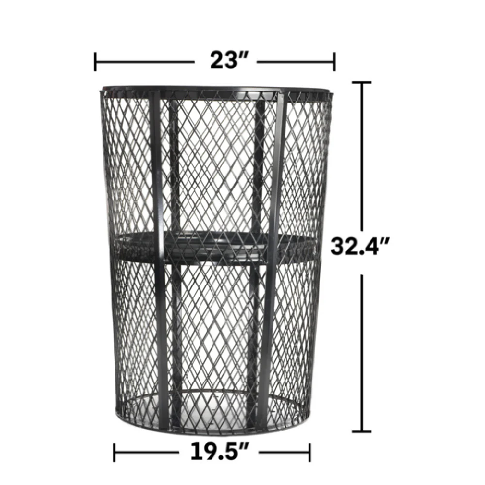 Alpine Industries ALP473-48-BLK 23 Inch Outdoor Trash Container Steel Black Powder Coat Alpine Industries ALP473-48-BLK 23 Inch Outdoor Trash Container Steel Black Powder Coat